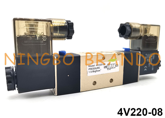 тип путь DC24V AC220V 4V220-08 Airtac клапана соленоида 5/2 катушки двойника пневматический