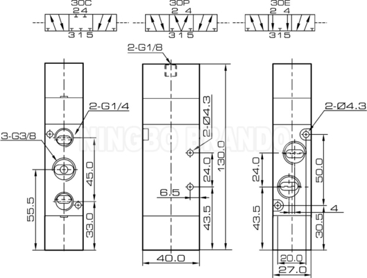 4A330C-10 4A330E-10 4A330P-10 Пневматический воздушный пилотный клапан 3/8&quot;