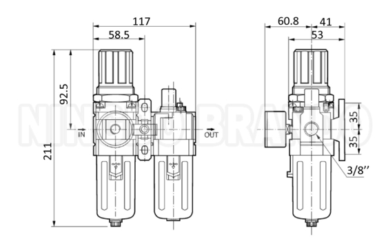 AC3010 1/4' 3/8' регулятор фильтра воздуха смазка FR.L комбинация
