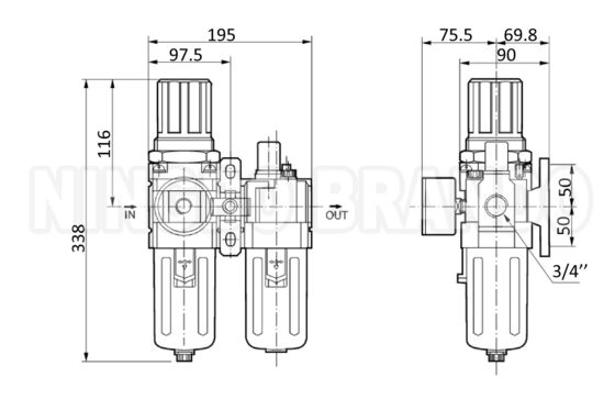 AC5010-06 AC5010-10 SMC тип Пневматический воздушный фильтр комбинации F.R.L.