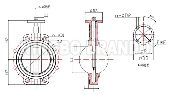 DN25 до DN1200 безголовый вафли типа Butterfly Valve Углеродистая сталь