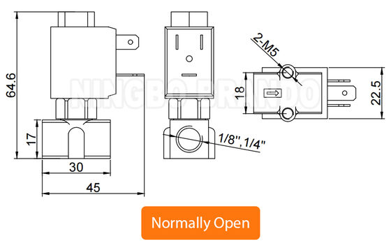 1/8'' 1/4'' 2 Way Normally Open Stainless Steel Solenoid Valve 30bar