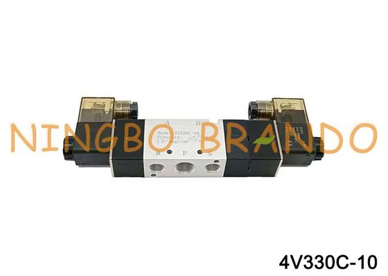 AirTac Тип 4V330C-10 Двойной электромагнитный воздушный клапан, 5/3-ходовой, 3/8 дюйма