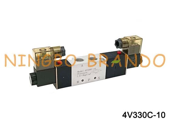 AirTac Тип 4V330C-10 Двойной электромагнитный воздушный клапан, 5/3-ходовой, 3/8 дюйма