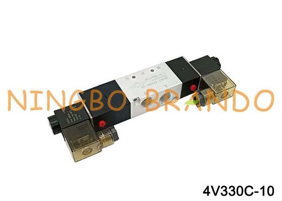 AirTac Тип 4V330C-10 Двойной электромагнитный воздушный клапан, 5/3-ходовой, 3/8 дюйма