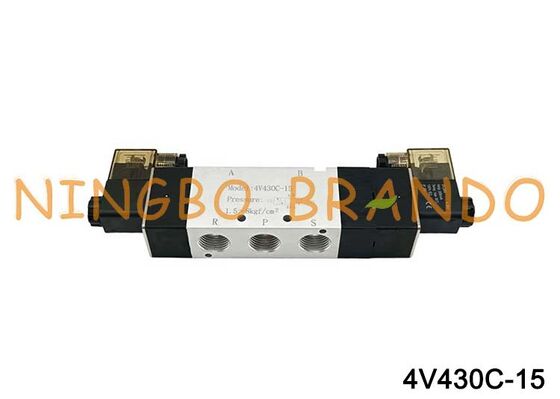 Электромагнитный воздушный клапан Airtac типа 4V430C-15, 5/3-ходовой, серия 4V400