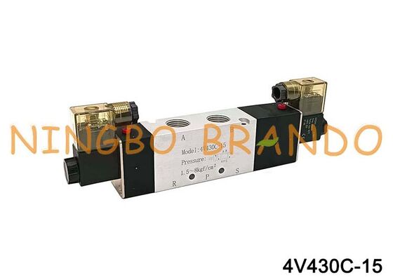 Электромагнитный воздушный клапан Airtac типа 4V430C-15, 5/3-ходовой, серия 4V400