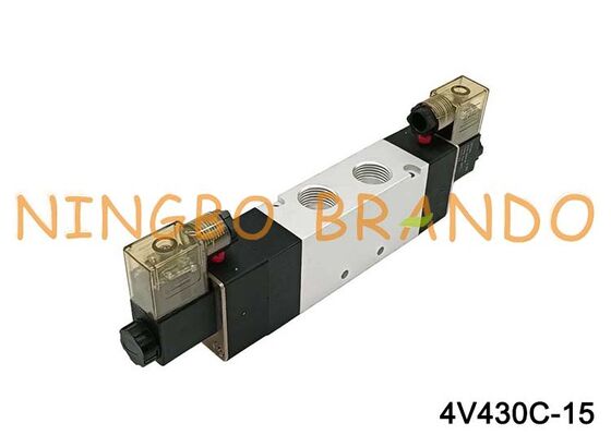 Электромагнитный воздушный клапан Airtac типа 4V430C-15, 5/3-ходовой, серия 4V400