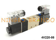 Тип 5/2 путь AirTAC 1/4&quot; клапан соленоида 24VDC двойной катушки пневматический 220VAC 4V220-08