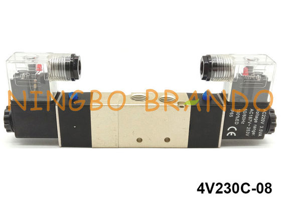 Тип пневматический клапан соленоида 1/4&quot; 4V230C-08 Airtac 5 положение 24V пути 3