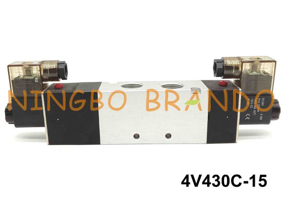 5/3 клапанов соленоида Airtac пути пневматических печатает 4V430C-15 1/2» 24V 220V