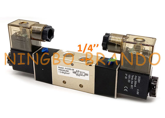 Клапан соленоида двойной катушки пути 1/4 дюймов 4V220-08 5/2 пневматический