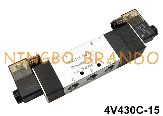 Клапан соленоида DC24V 4V430C-15 5Ports 3Position пневматический AC220V