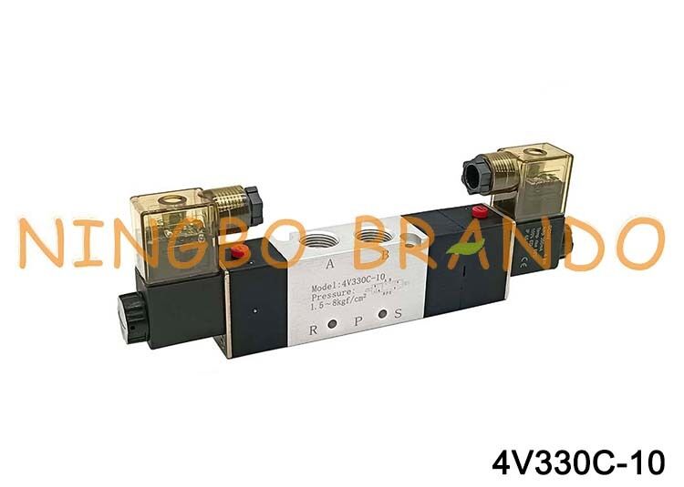 AirTac Тип 4V330C-10 Двойной электромагнитный воздушный клапан, 5/3-ходовой, 3/8 дюйма