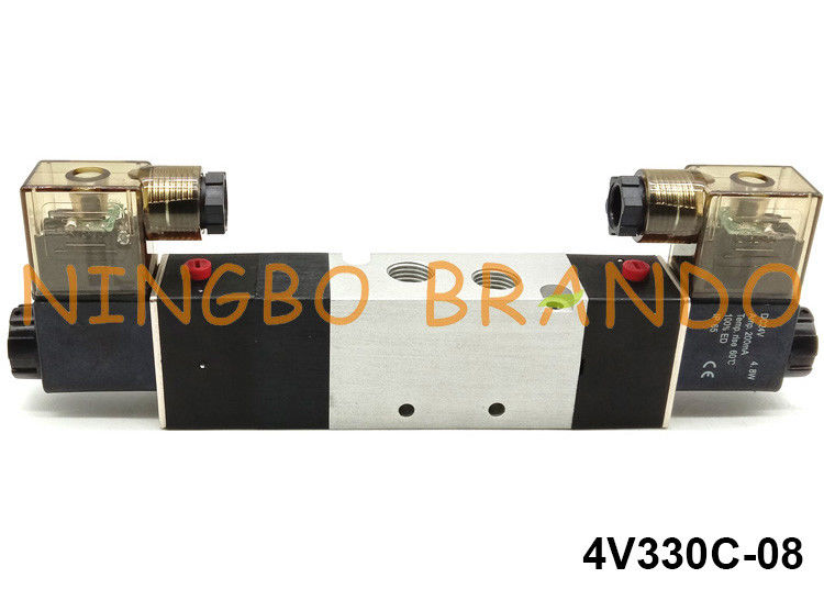 1/4&quot; 5 клапан соленоида положения 4V330C-08 пути 3 пневматический для пневматического привода DC24V AC220V AC110V