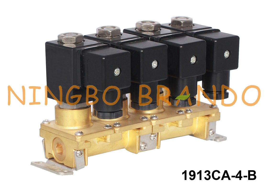 Штабелирующ Мульти-порт 1/8&quot; 1/4&quot; клапана соленоида 4 групп латунный 24V 220V