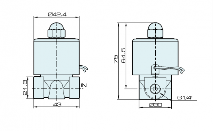 закрытый нормальным (N/C) электрический чертеж размера клапана соленоида 2W025-08