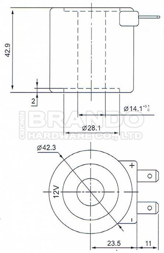 Размер катушки клапана соленоида BB14142912: