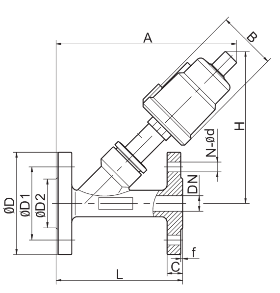 Клапан поршеня пневматическое 0 места угла DN40 1 1/2» служить фланцем сработанный воздухом