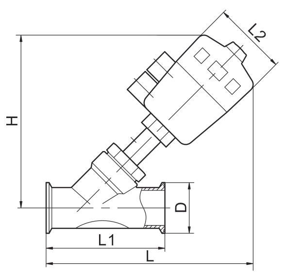 Санитарный клапан пневматическое 1/2» DN15 PN16 0 места угла Три-струбцины