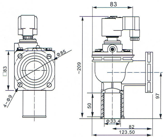 Тип клапан реактивного сопла CAC25FS Goyen ИМПа ульс FS служить фланцем серией на сборник пыли 1
