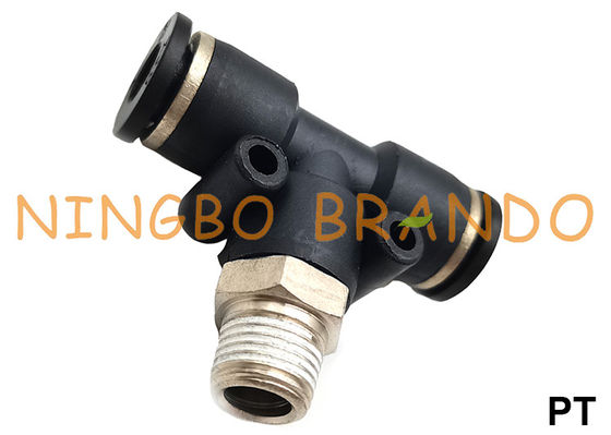 Нажим тройника ответвления формы ПТ-Г Т соединяет штуцеры пневматического шланга